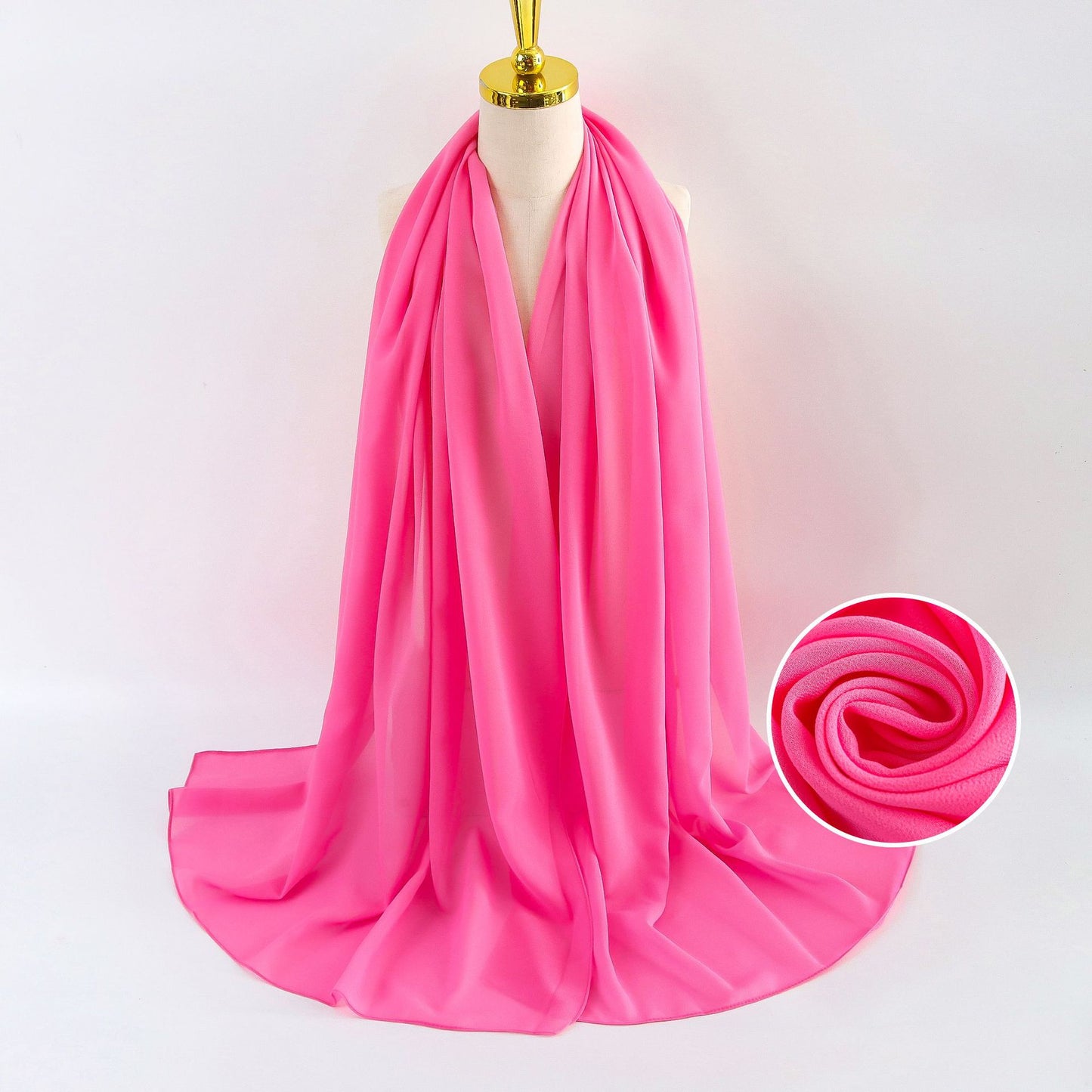 Women Pearl Chiffon Scarf Solid Color Bubble Towel Versatile Scarves