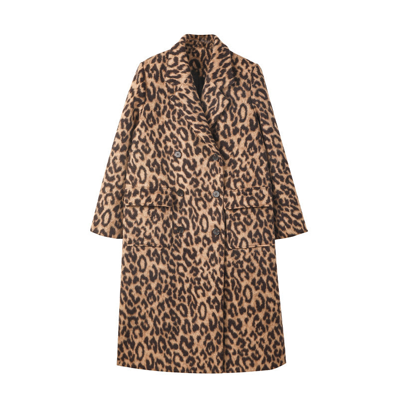 Fashion Leopard Long Overcoat for Women