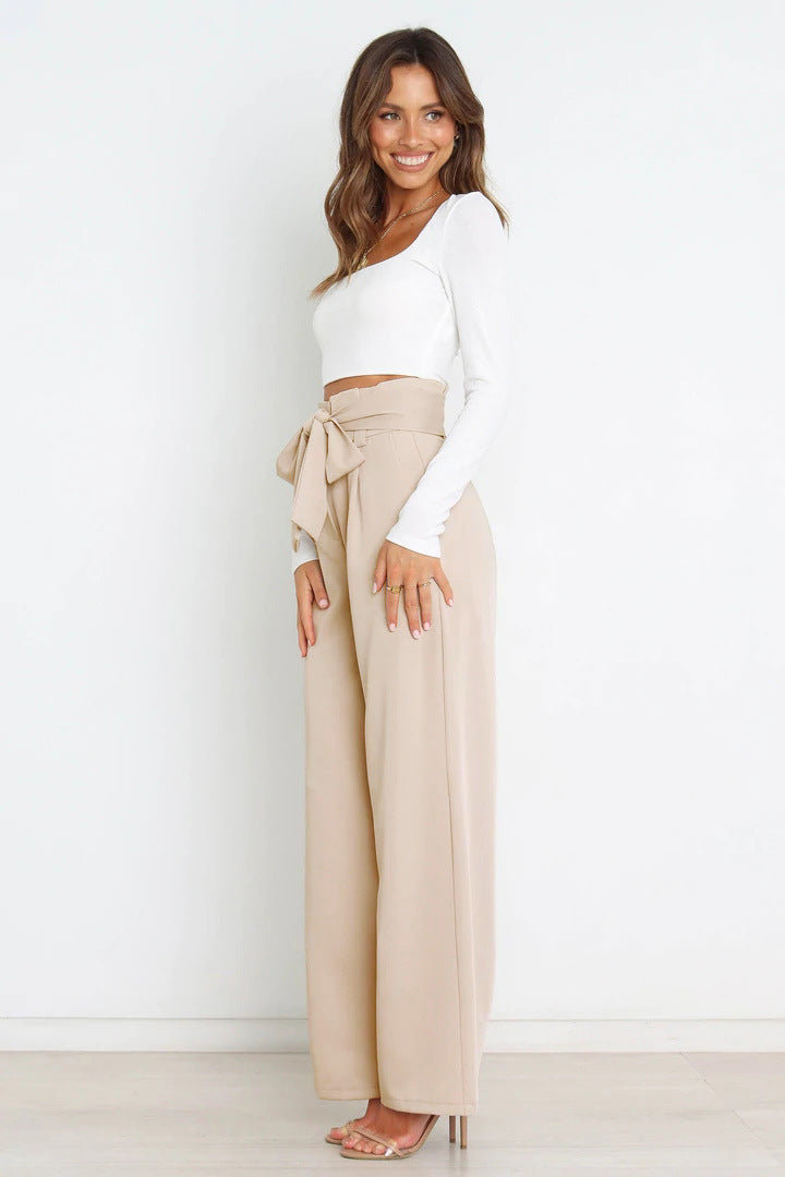 Elegant Office Lady Summer Wide Legs Pants