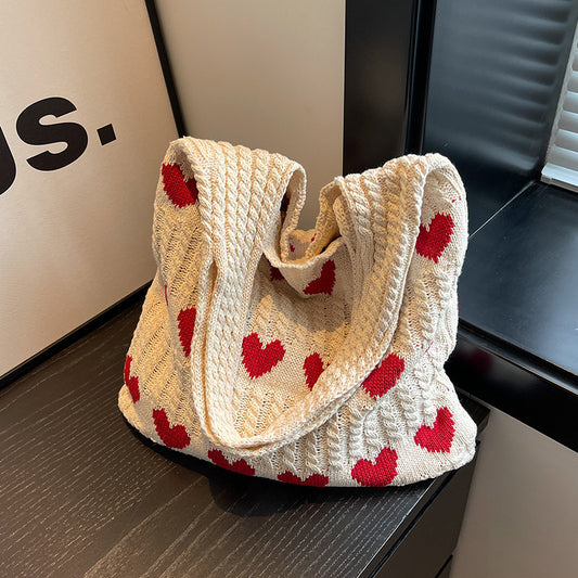 Casual Summer Knitted Wave Sweetheart Shoulder Bags