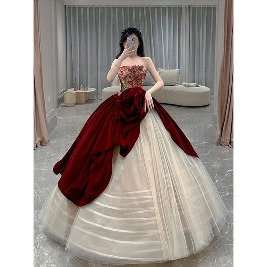 Gorgeous Ball Gown Wedding Party Dresses/Evening Dresses with Bustle