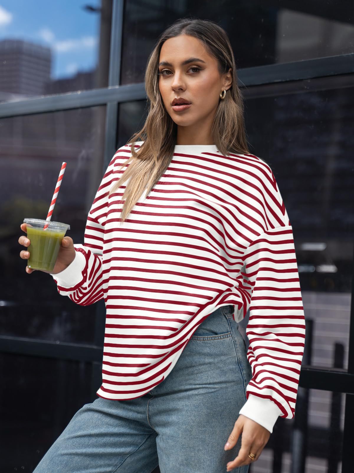 Casual Striped Long Sleeves Sports Hoodies