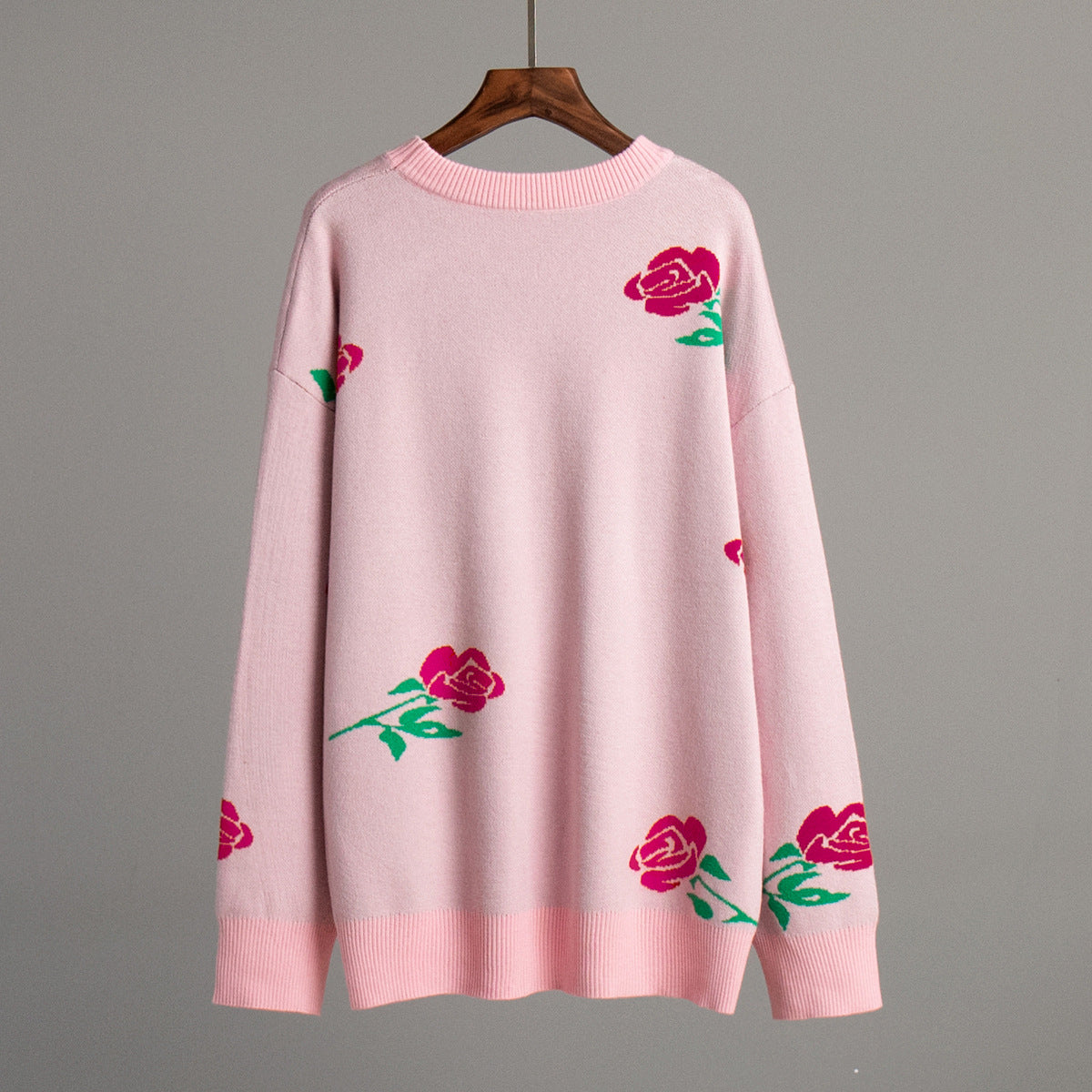 Fashion Rose Flowers Winter Knitted Women Sweaters