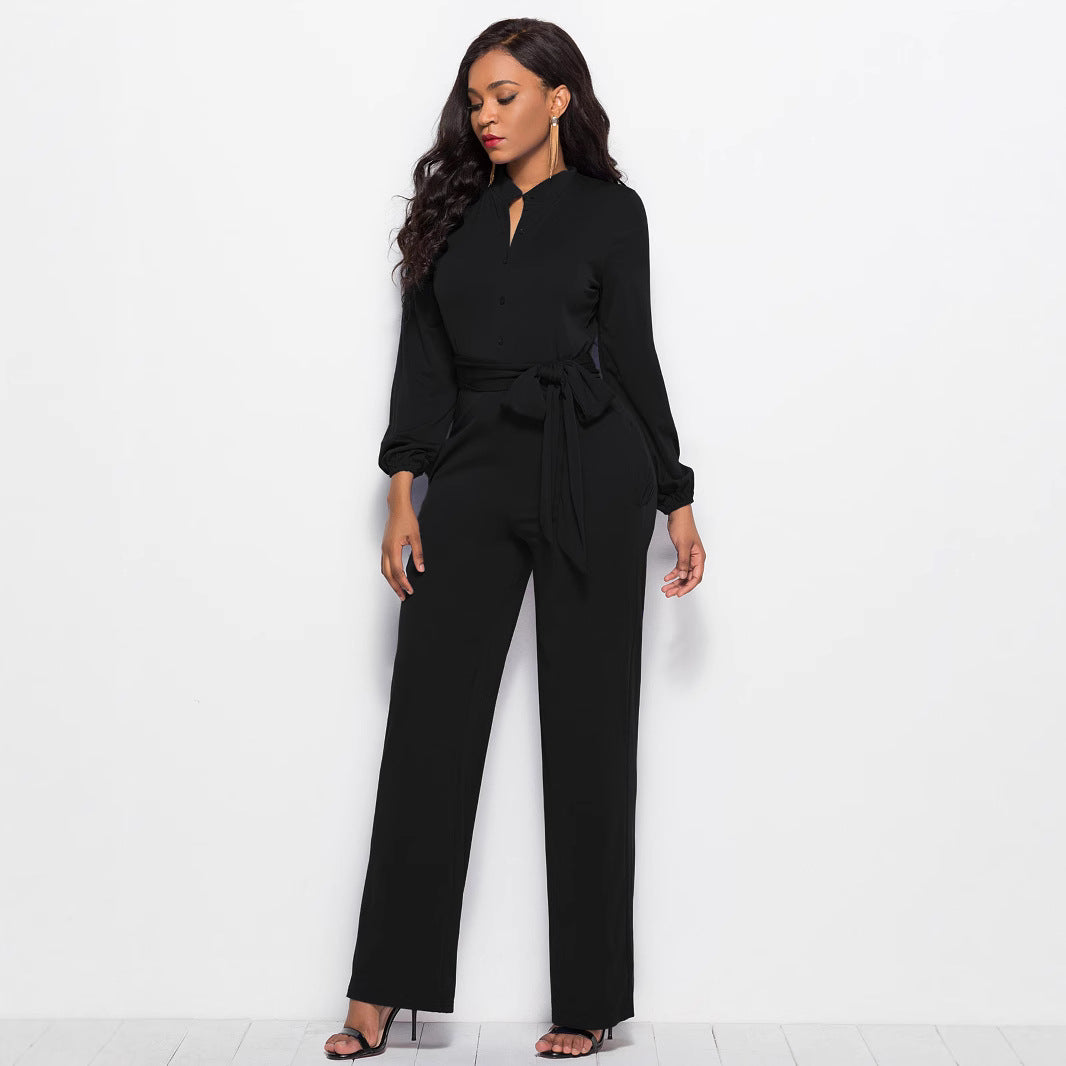 Fashion Long Sleeves Wide Legs Jumpsuits Romper for Women