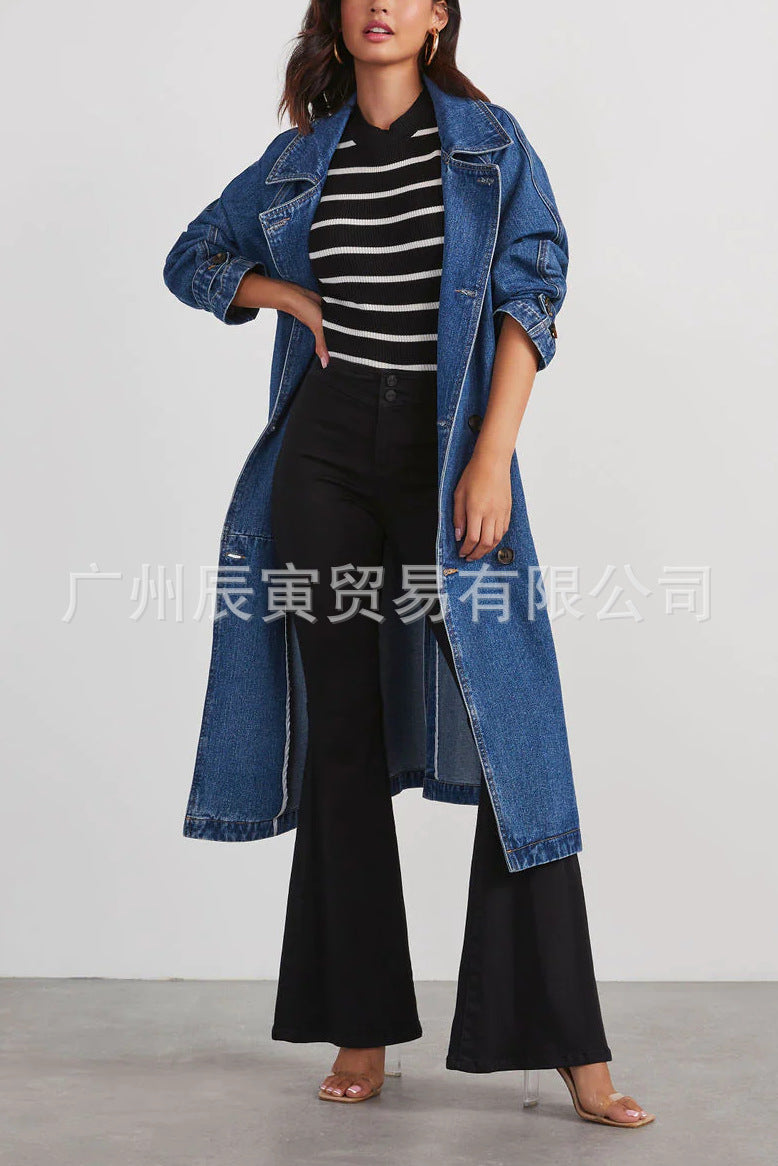 Casual Denim Cotton Winter Long Overcoats