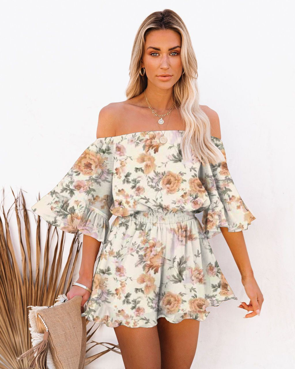 Sexy Off The Shoulder Chiffon Summer Short Jumpsuits