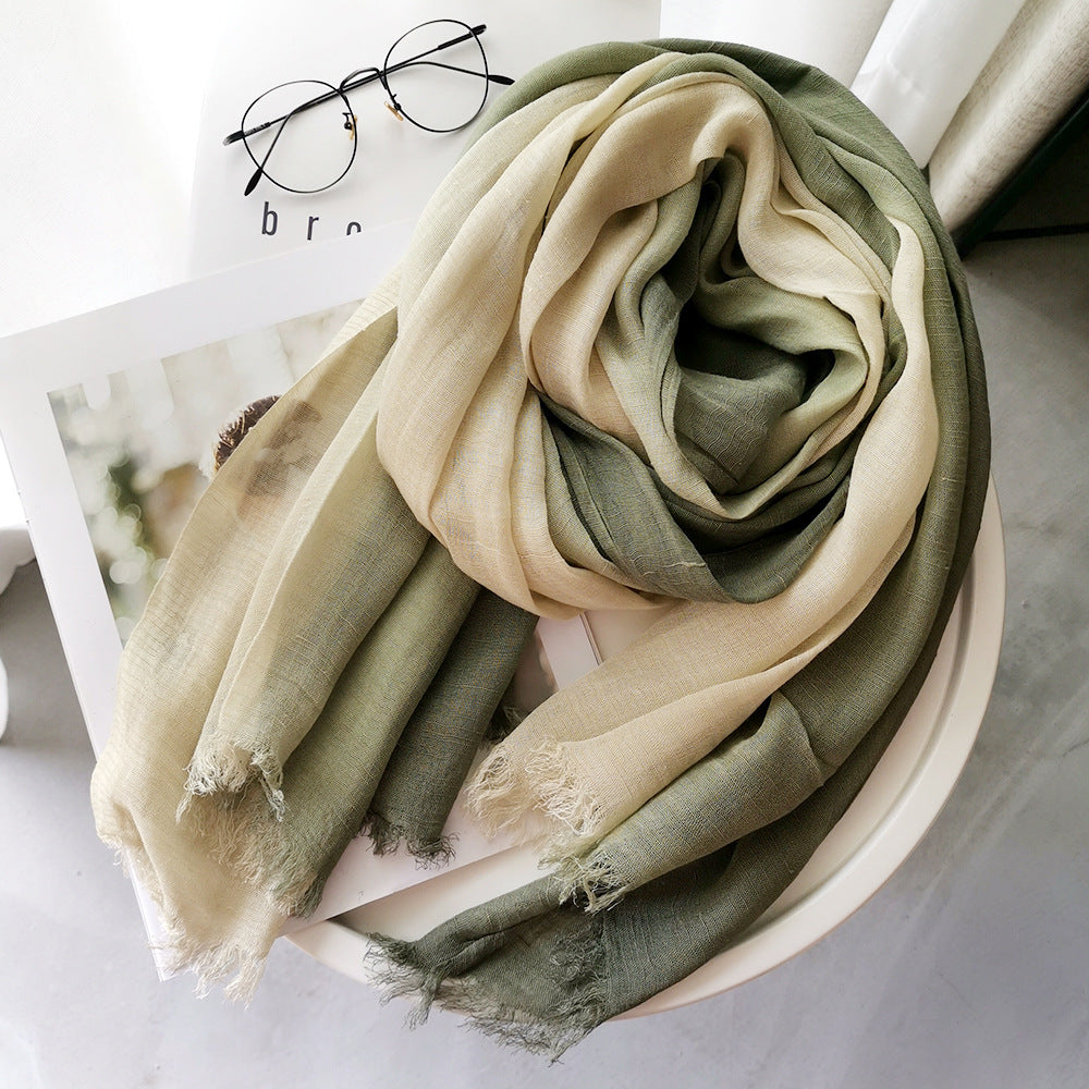 Simple Cotton and Linen Scarf Women's Gradual Versatile Silk Scarf