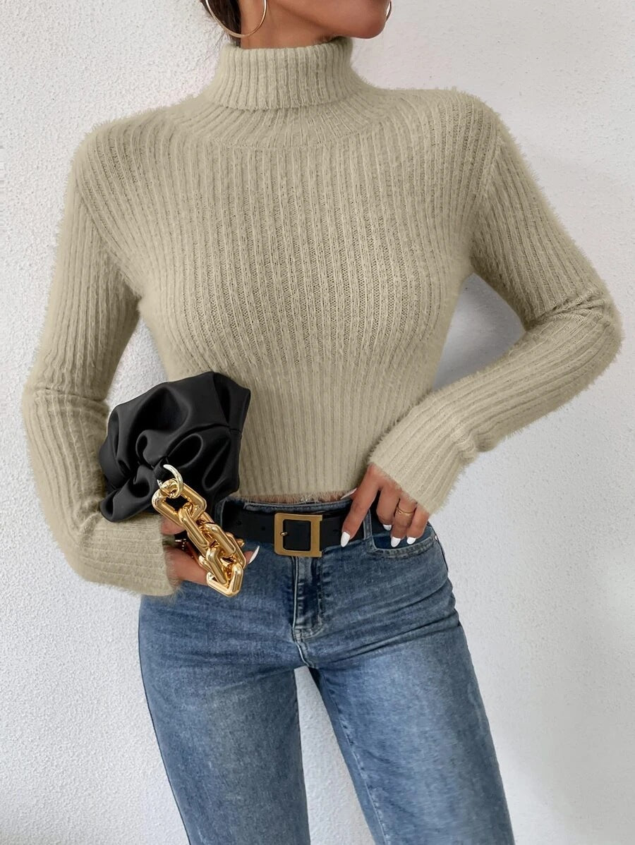 Fashion High Neck Knitted Pullover Sweaters