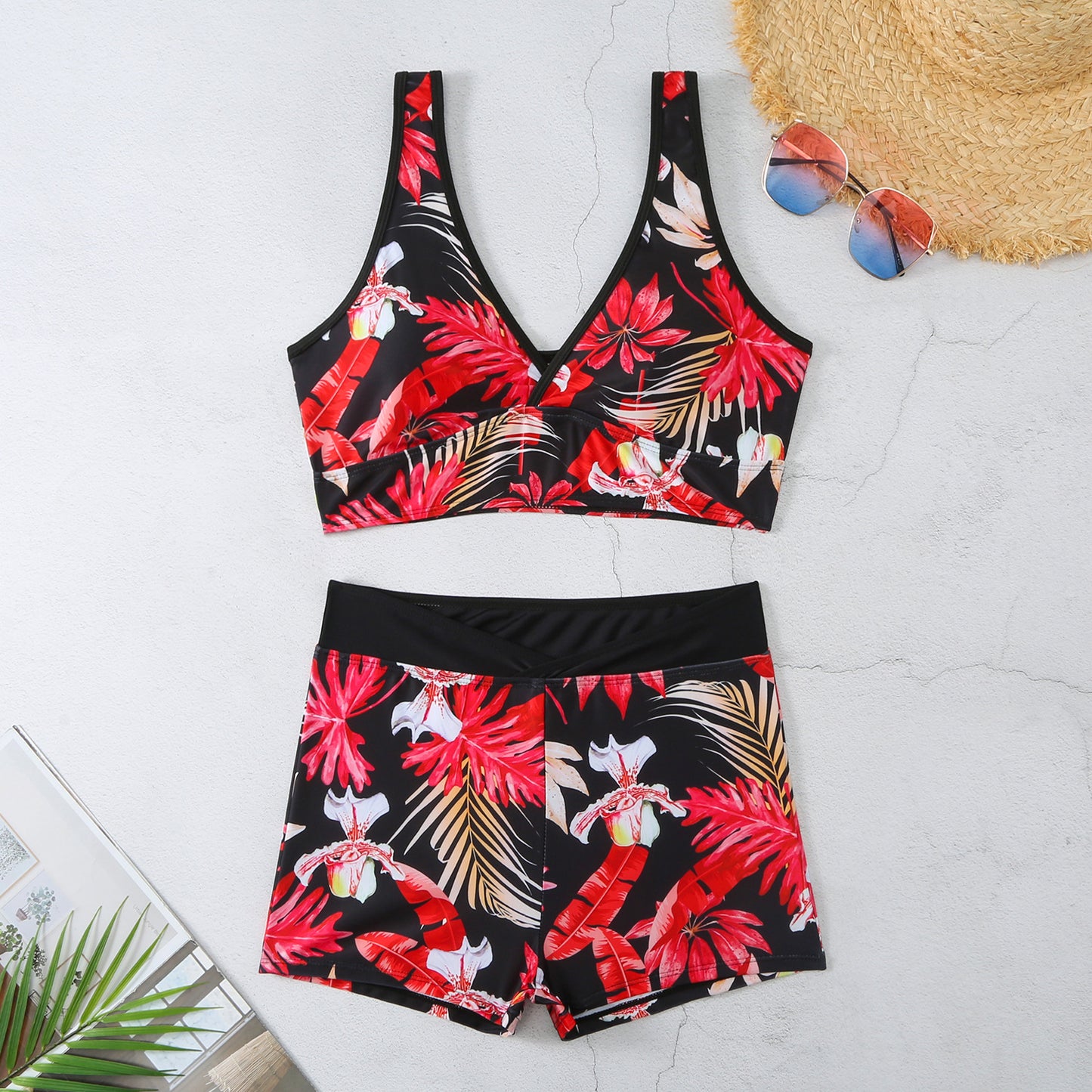 Sexy Floral Print  Summer Boxer Swimsuits