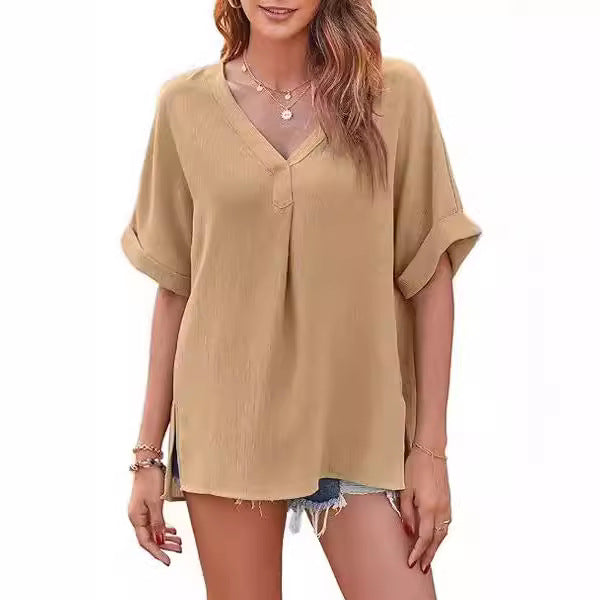 Leisure V Neck Short Sleeves Shirts