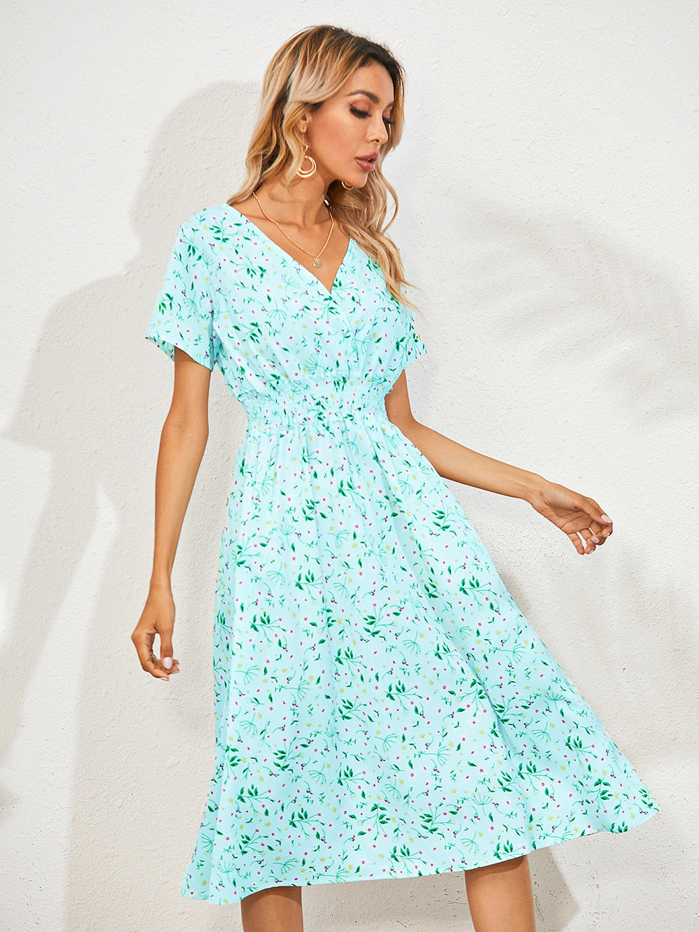 Summer Floral Print Short Sleeves Summer Daily Dresses
