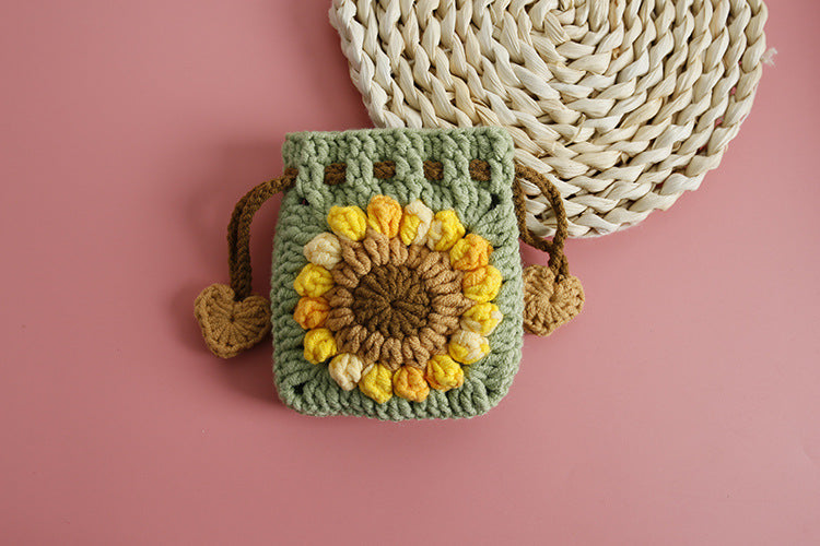 Sweet Crochet Sunflower Handwoven Mini Bundle Change Bag