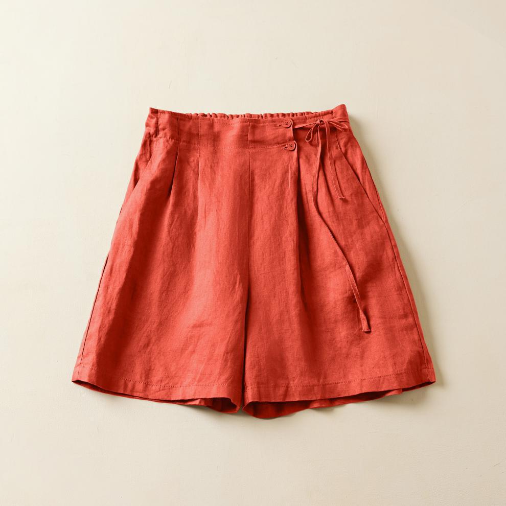 Casual Linen Elastic Waist Summer Plus Sizes Shorts