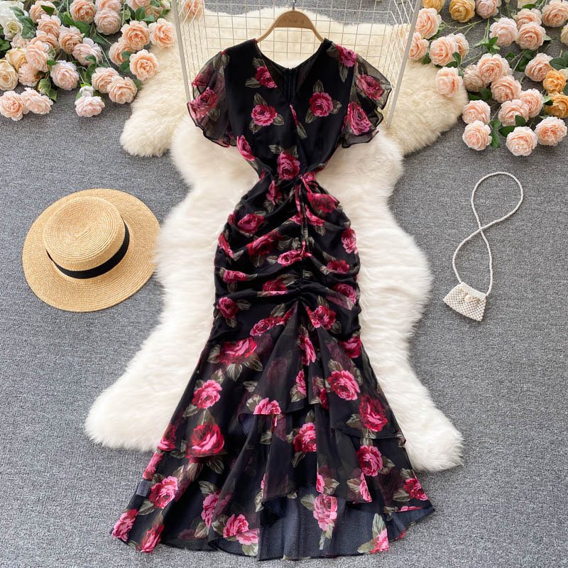 Vintage Luxury Chiffon Mermaid Women Dresses