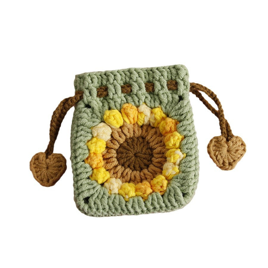 Sweet Crochet Sunflower Handwoven Mini Bundle Change Bag