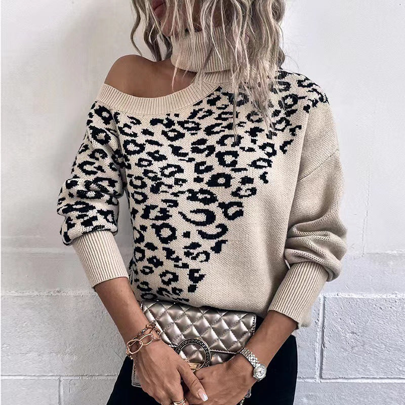 Casual Leopard Long Sleeves Knitted Sweaters