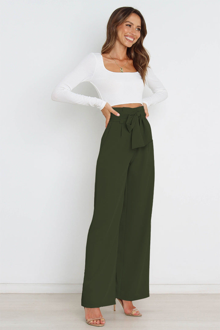 Elegant Office Lady Summer Wide Legs Pants