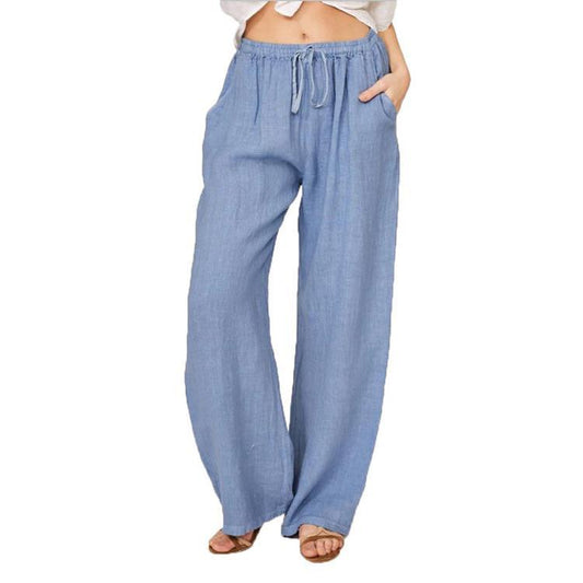 Casual Cotton Linen Plus Sizes Wide Legs Pants