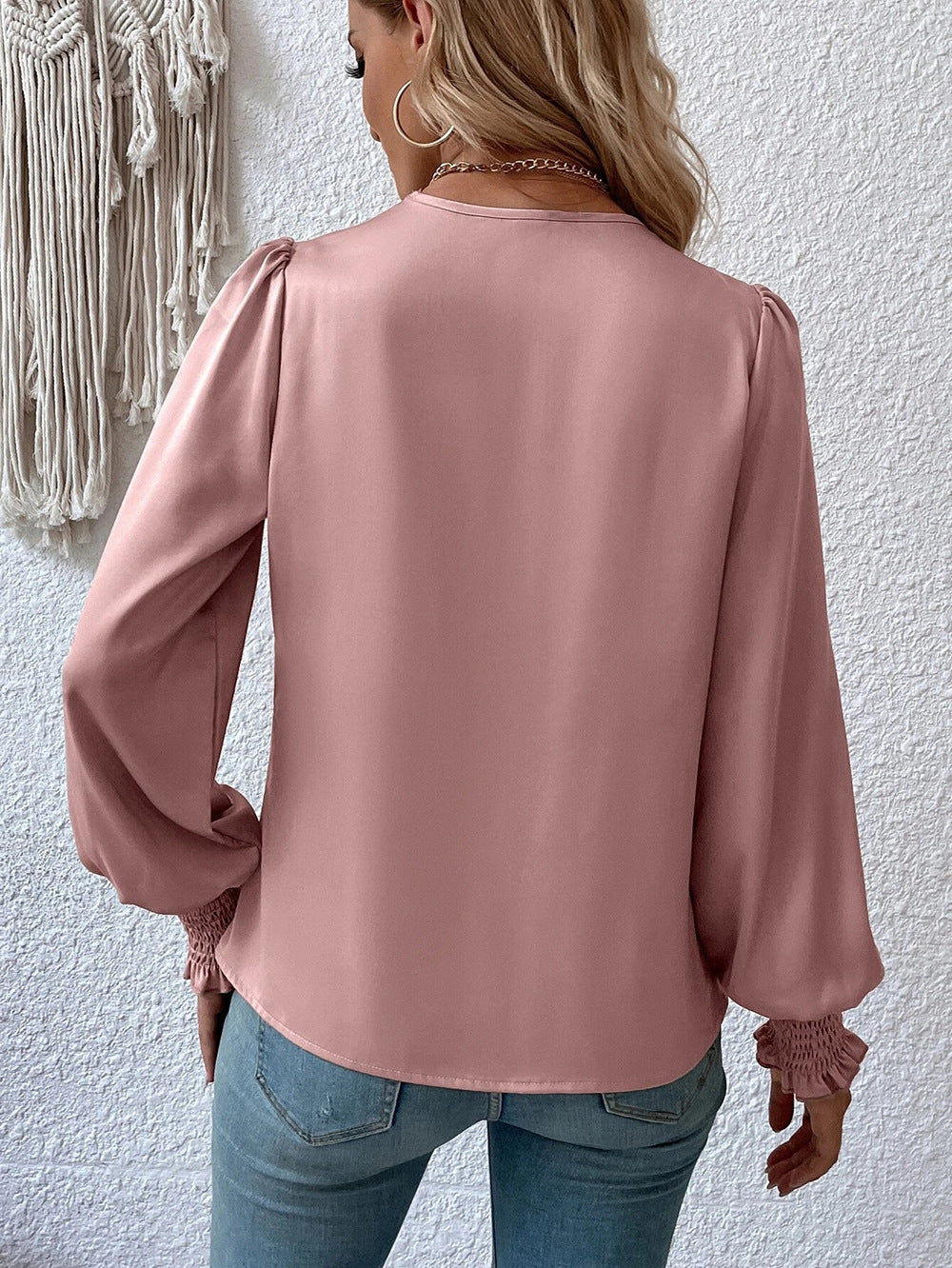 Elegant V Neck Long Sleeves Blouses Shirts