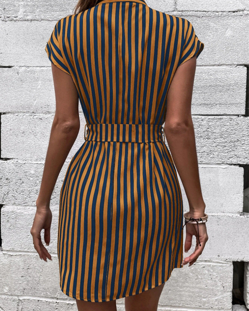 Casual Sleeveless Striped Mini Dresses