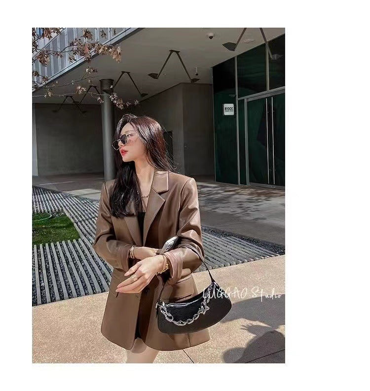 Fashion Luxury PU Leather Jacket Coats