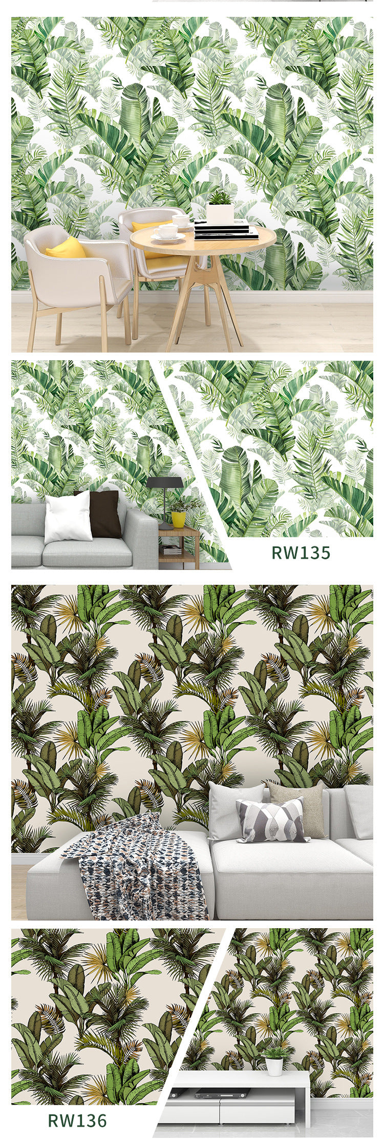 Palm Leaf Design Wallpapers for Living Room