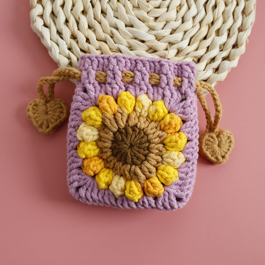 Sweet Crochet Sunflower Handwoven Mini Bundle Change Bag