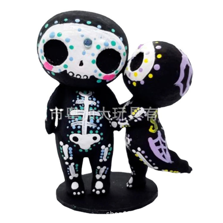 Popular Handmade Painted Resin Crafts Candy Skull Couple Statue