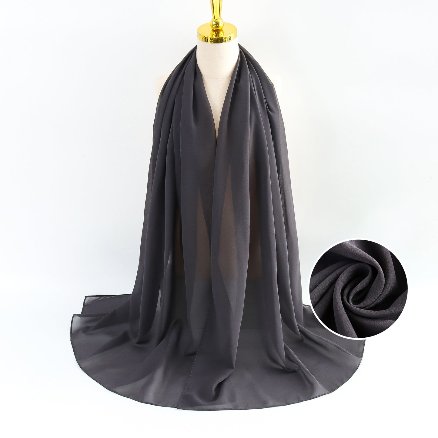 Women Pearl Chiffon Scarf Solid Color Bubble Towel Versatile Scarves