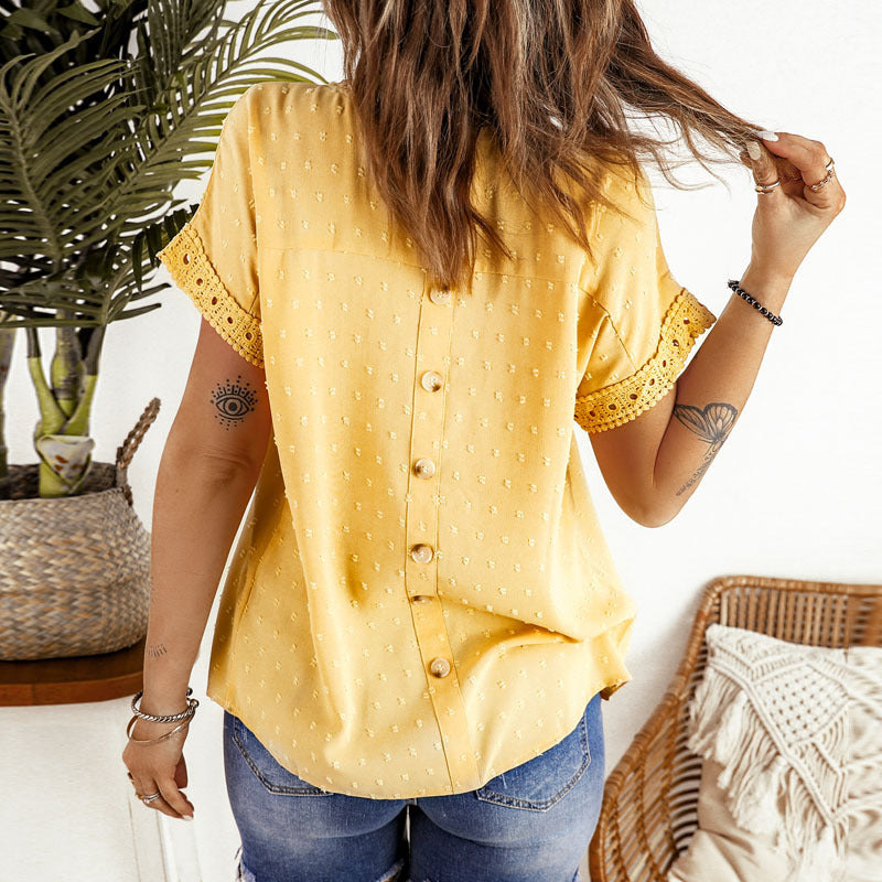 Summer Lace Chiffon Short Sleeves Shirts