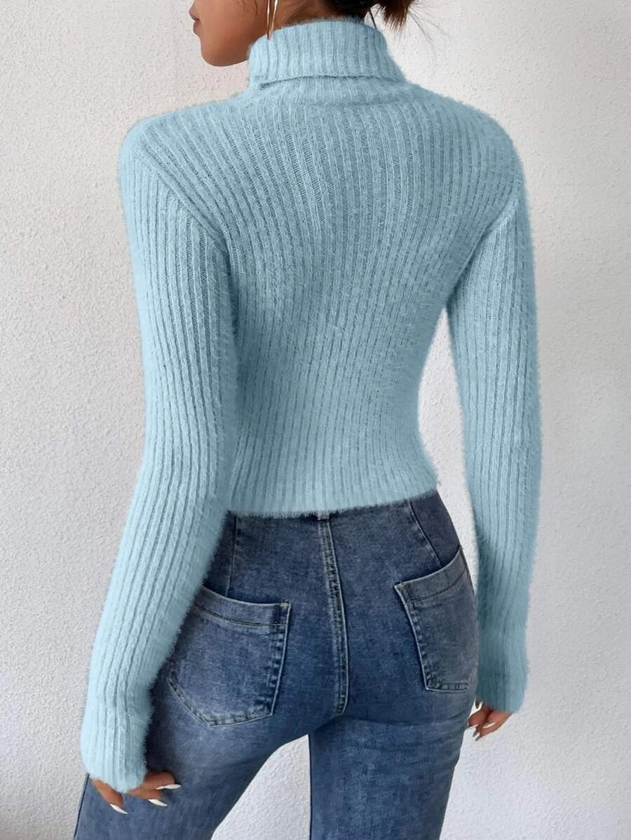 Fashion High Neck Knitted Pullover Sweaters