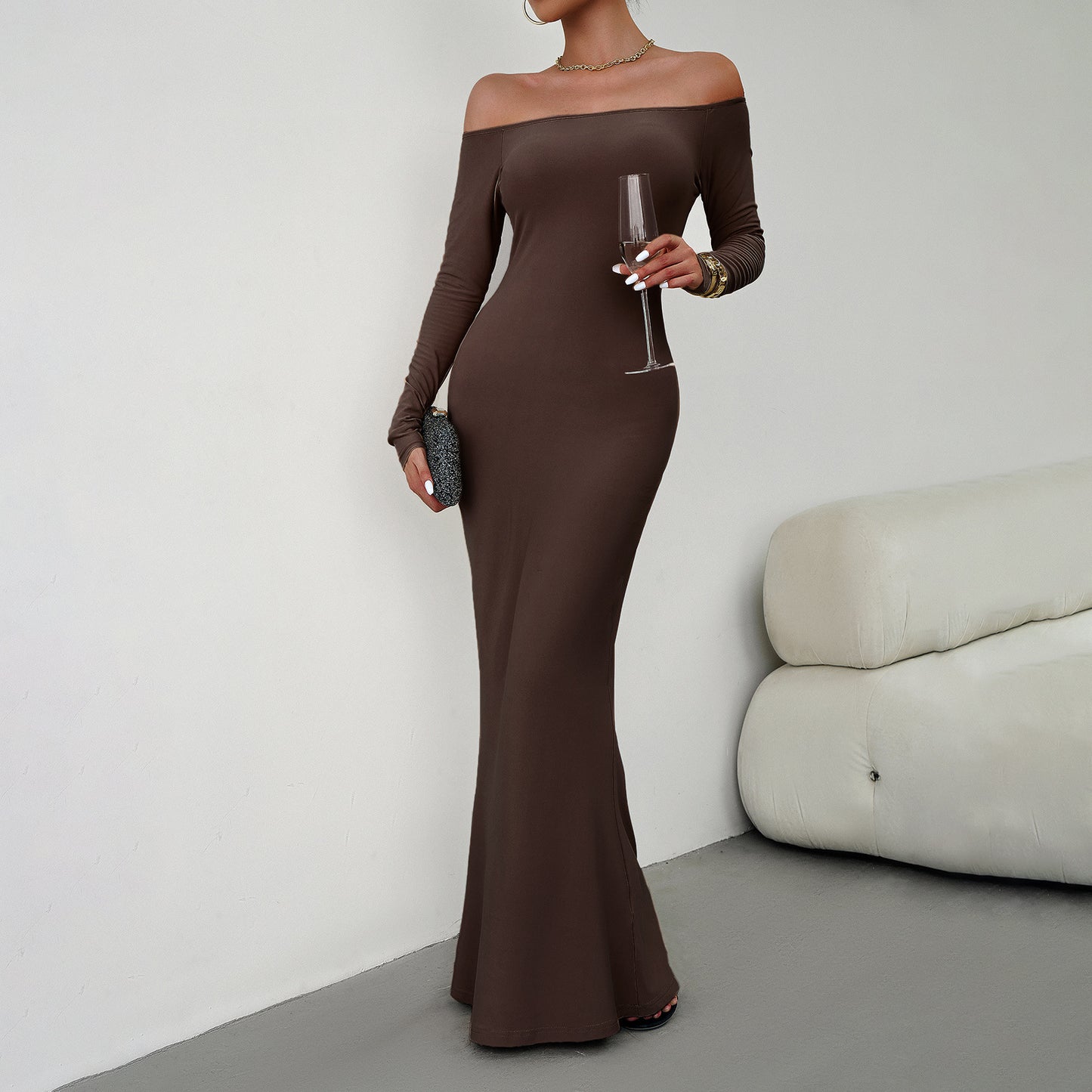 Sexy Off The Shoulder Long Knitted Dresses