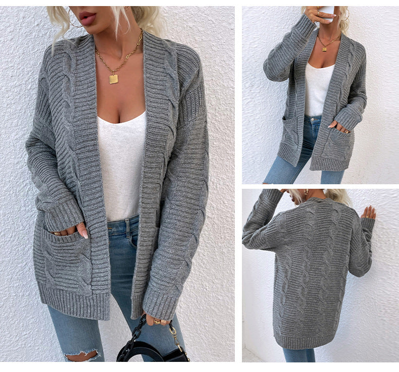 Fashion Twist Knitted Cardigan Coats