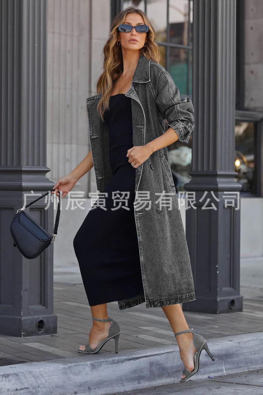 Casual Denim Cotton Winter Long Overcoats