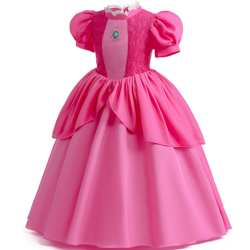 Princess Peach Puff Sleeves Cosplay Lace Dresses