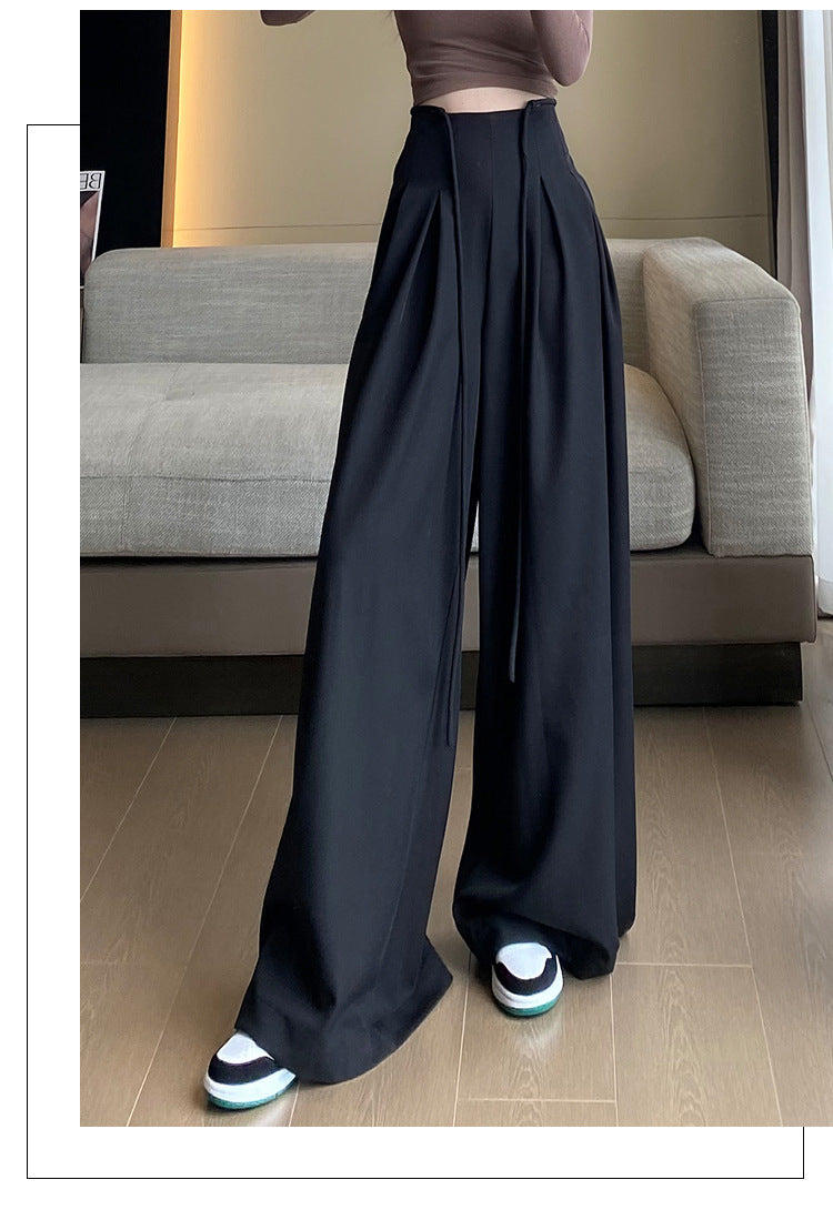 Designed High Waist Wide Legs Straight Pants