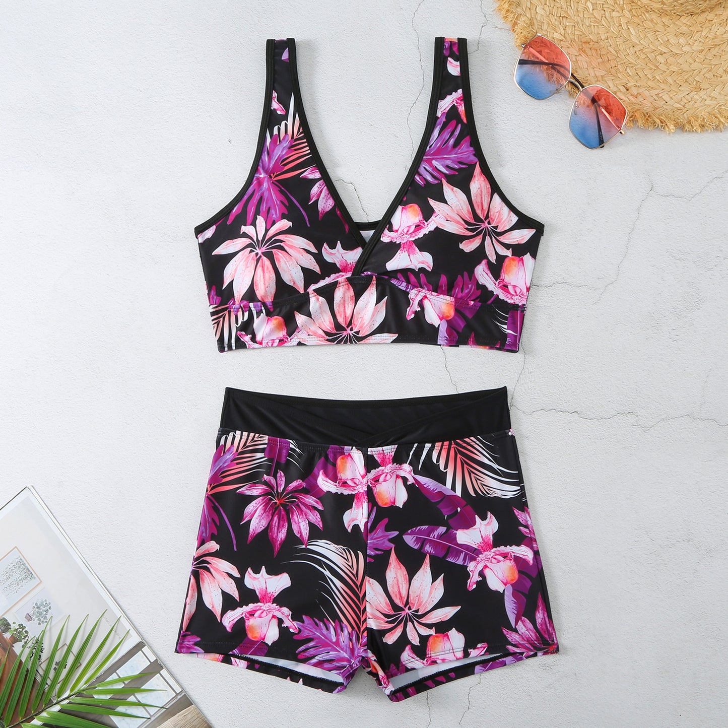 Sexy Floral Print  Summer Boxer Swimsuits