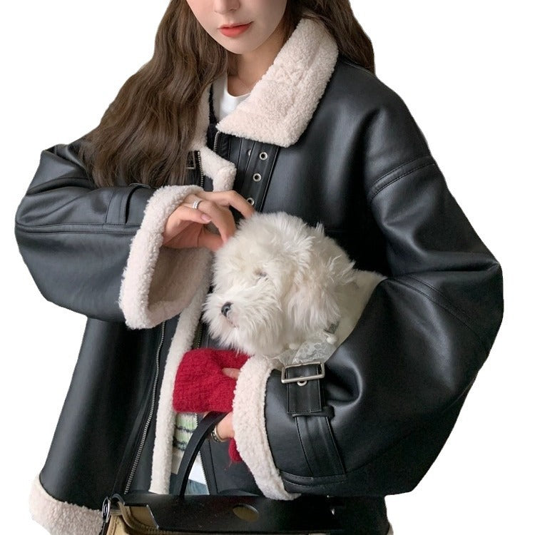 Winter Leather with Fur Women Jacket Coats