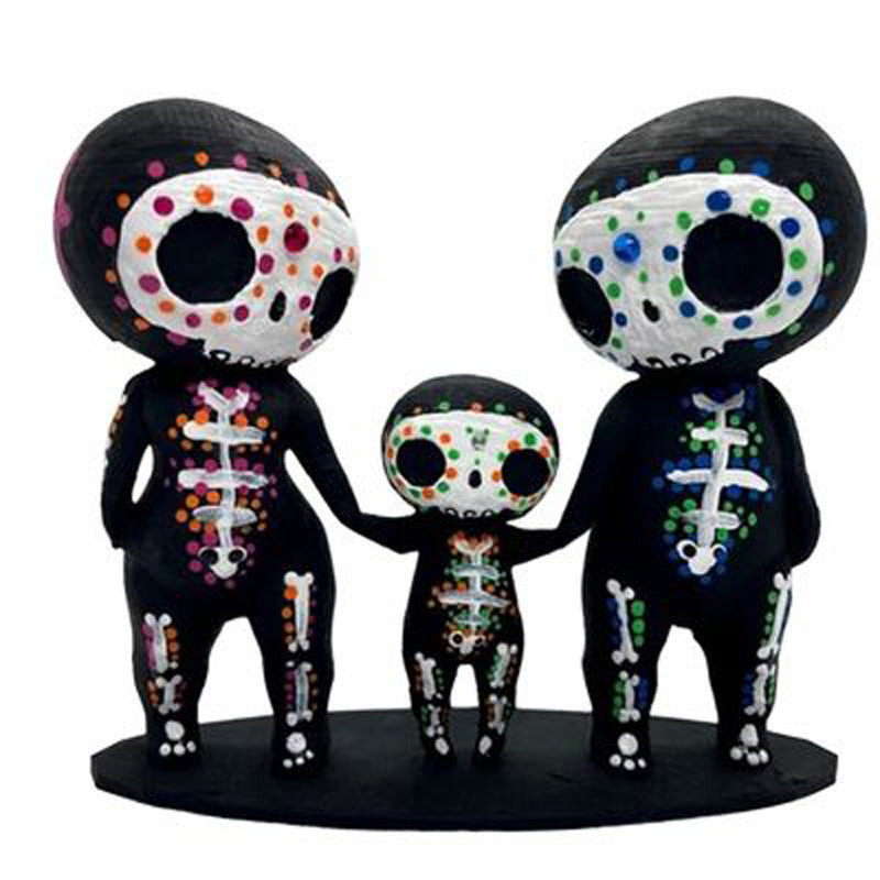 Popular Handmade Painted Resin Crafts Candy Skull Couple Statue