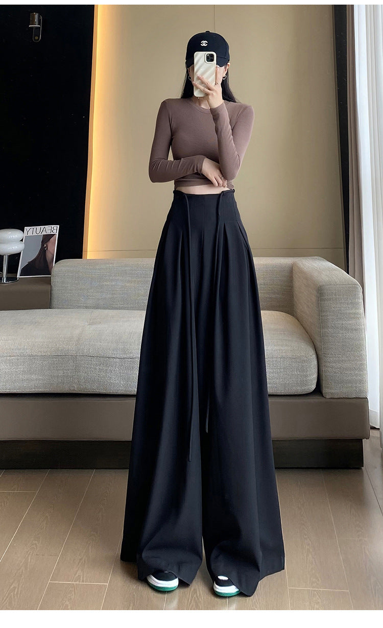 Designed High Waist Wide Legs Straight Pants