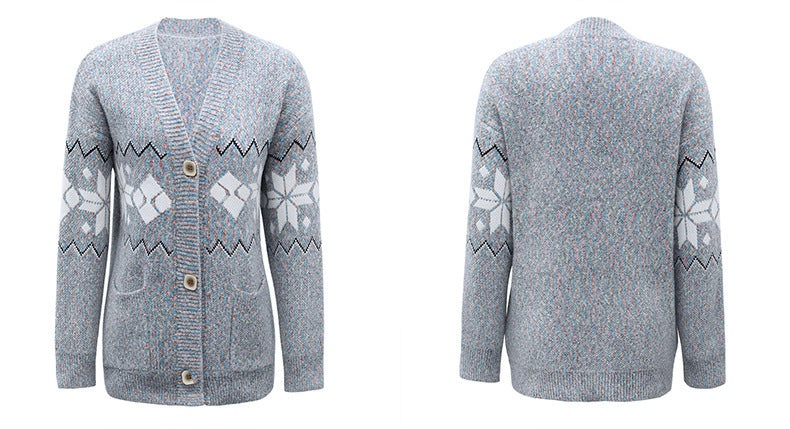 Fashion Christmas Flake Knitted Cardigan Coats