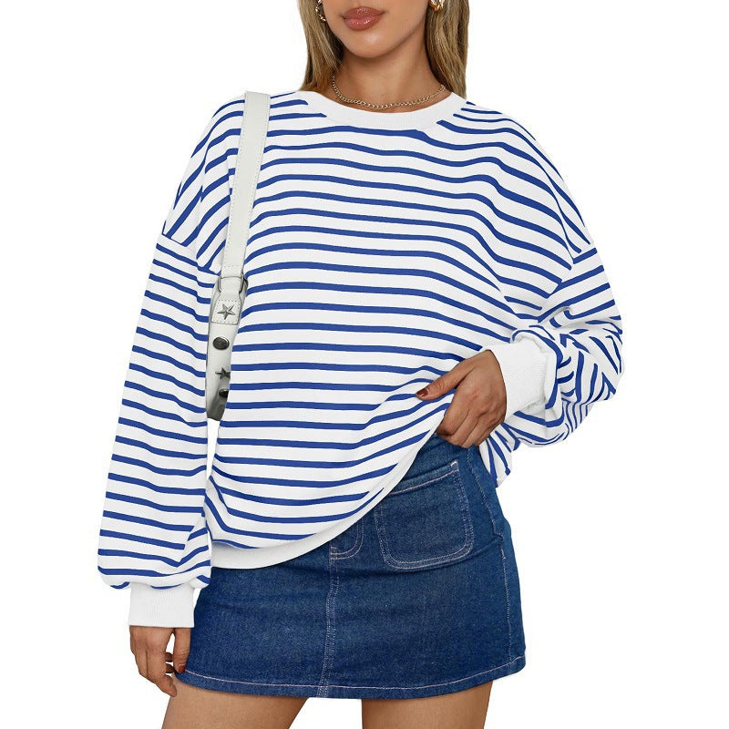 Casual Striped Long Sleeves Sports Hoodies