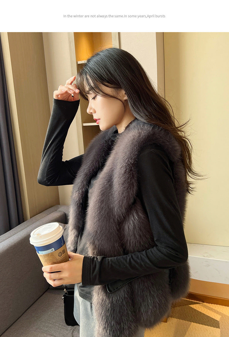 Winter Man Made Fox Fur Short Top Vest for Women