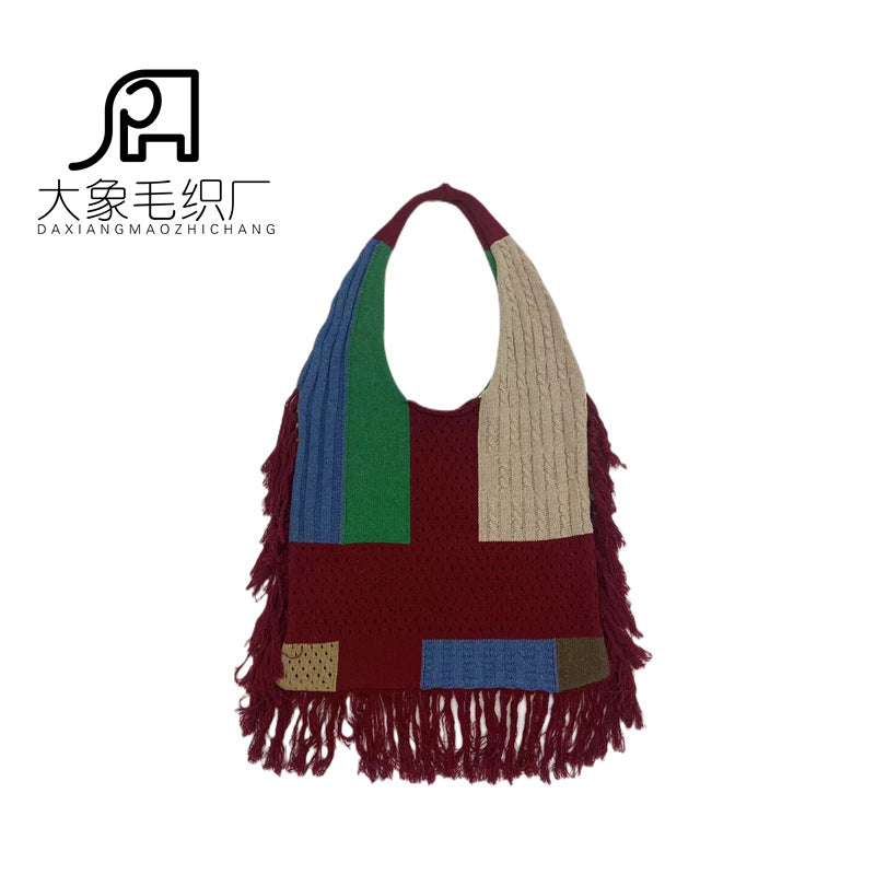 Vintage Tassels Knitted Shoulder Bags