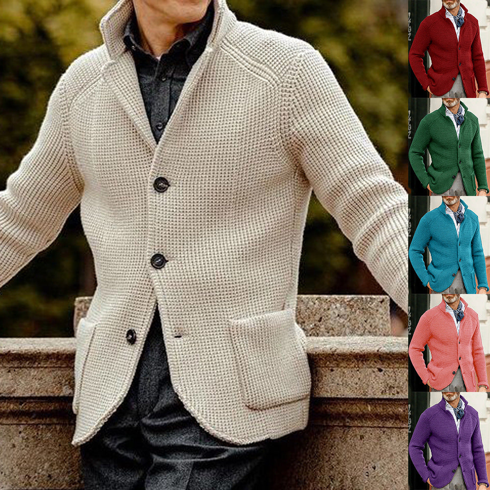 Casual Stand Collar Plus Sizes Knitted Cardigan Sweaters for Men