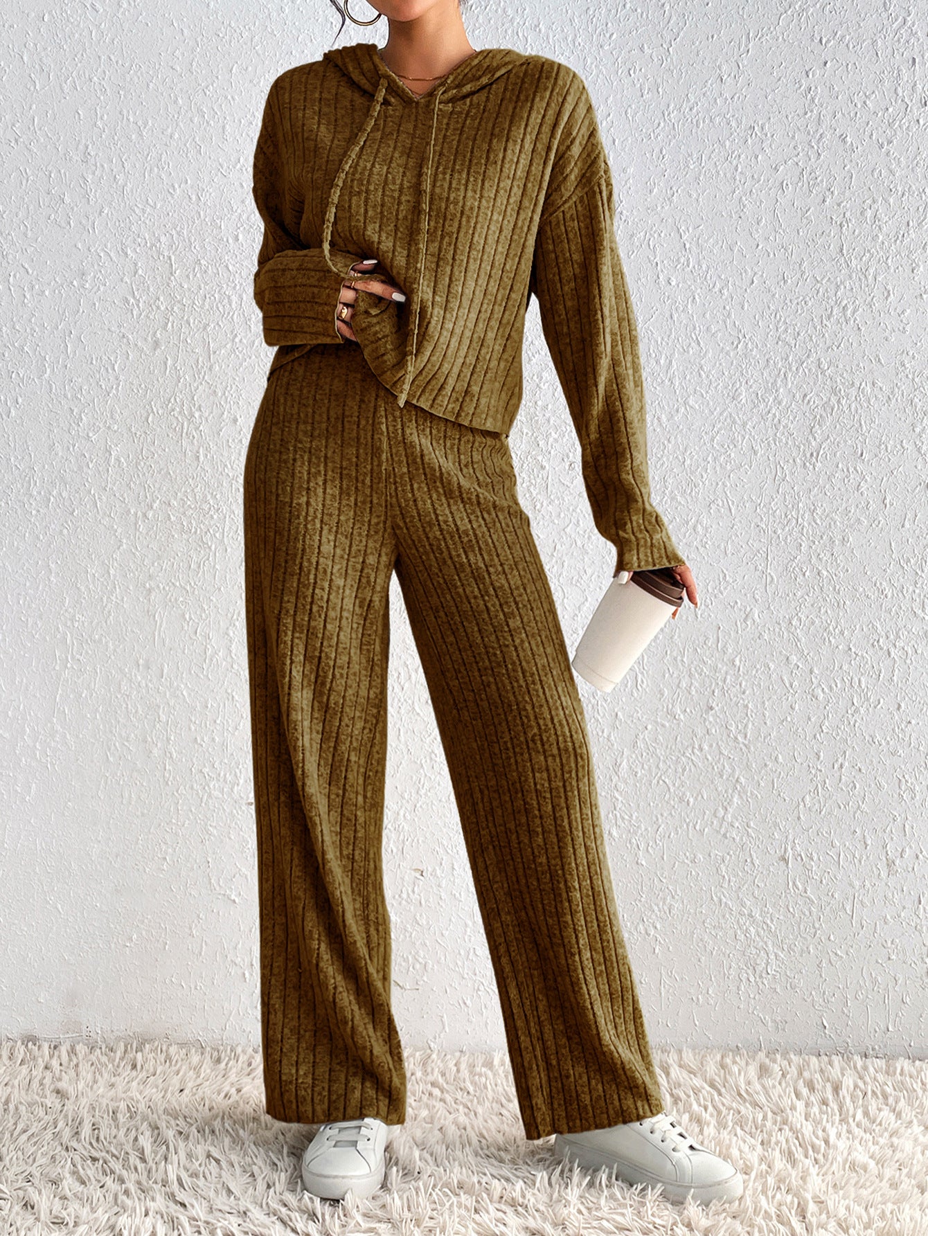 Casual High Neck Fall  Two Pieces Knitted Suits