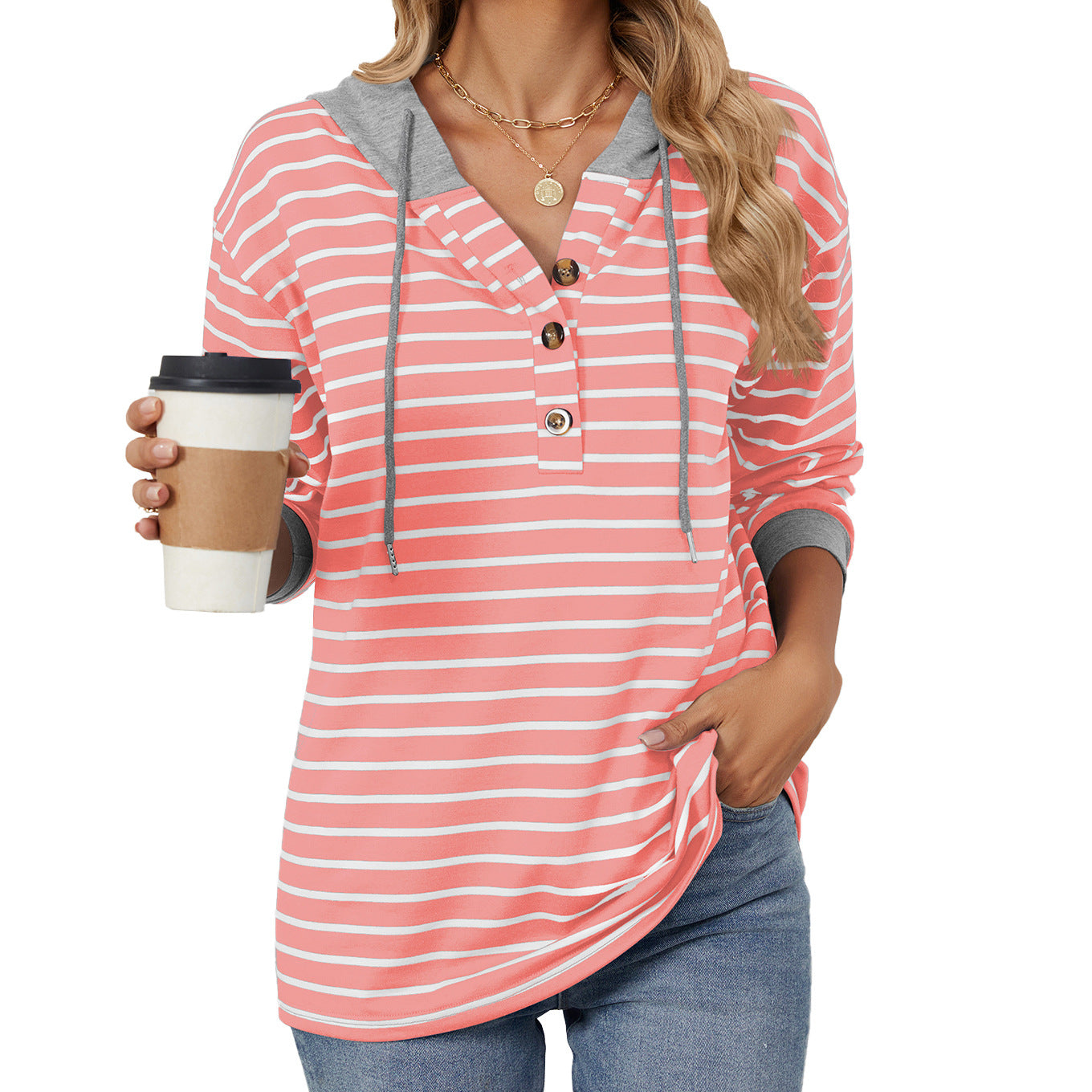 Casual Striped Long Sleeves Hoodies