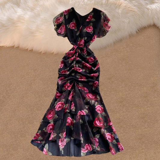 Vintage Luxury Chiffon Mermaid Women Dresses