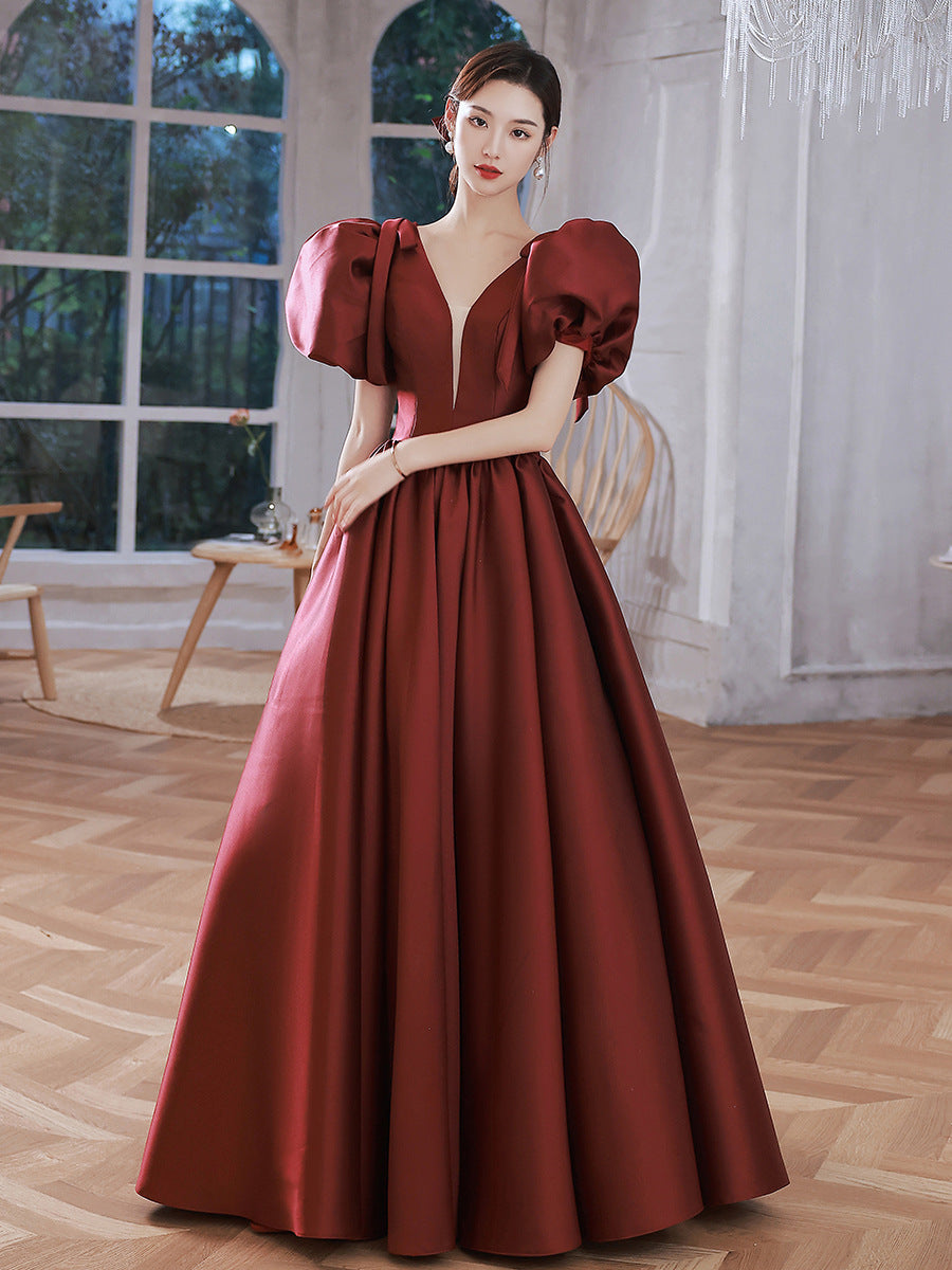 Elegant Wine Red Ball Gown Dresses