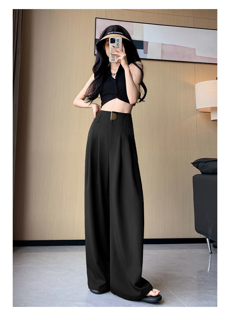 Casual High Waist Loose Long Straight Pants